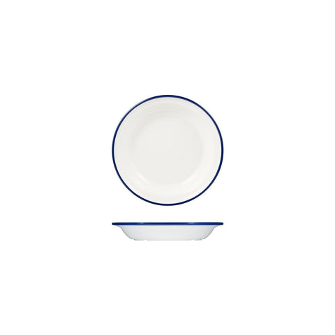 91682-BL Ryner Melamine Evoke White with Blue Rim Deep Round Plate 200mm / 380ml