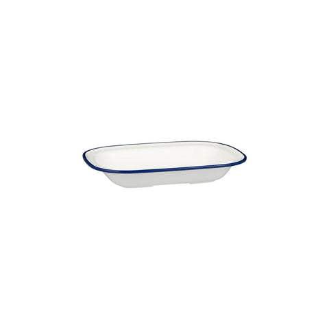 91685-BL Ryner Melamine Evoke White with Blue Rim Rectangular Dish 200x145x40mm / 400ml