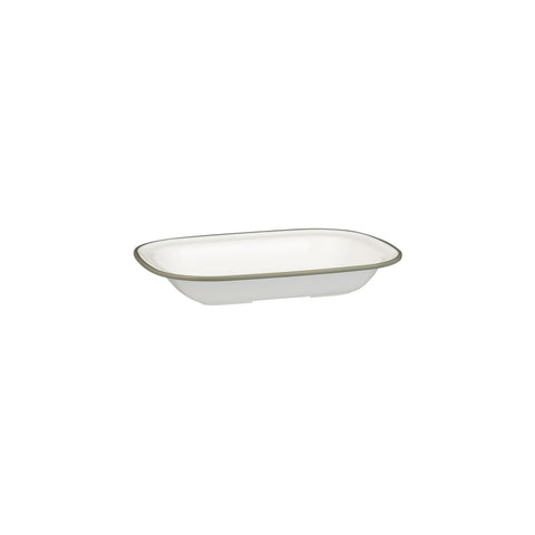 91685-GY Ryner Melamine Evoke White with Grey Rim Rectangular Dish 200x145x40mm / 400ml