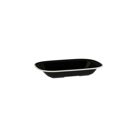 91685-WB Ryner Melamine Evoke Black with White Rim Rectangular Dish 200x145x40mm / 400ml