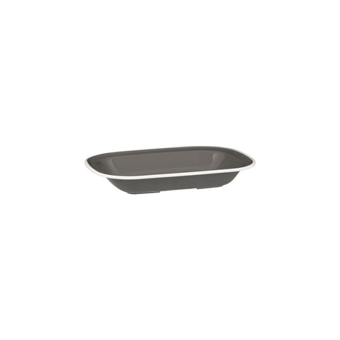 91685-WG Ryner Melamine Evoke Grey with White Rim Rectangular Dish 200x145x40mm / 400ml