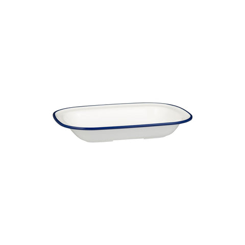 91686-BL Ryner Melamine Evoke White with Blue Rim Rectangular Dish 230x175x40mm / 580ml