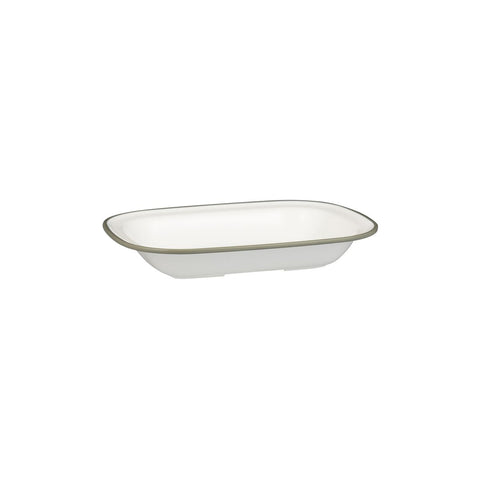 91686-GY Ryner Melamine Evoke White with Grey Rim Rectangular Dish 230x175x40mm / 580ml