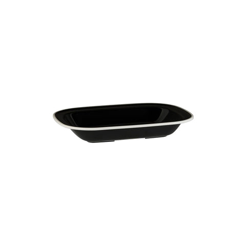 91686-WB Ryner Melamine Evoke Black with White Rim Rectangular Dish 230x175x40mm / 580ml