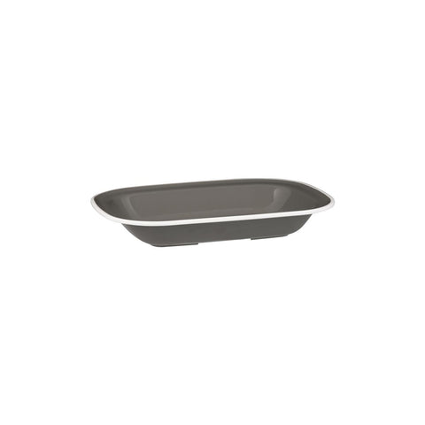 91686-WG Ryner Melamine Evoke Grey with White Rim Rectangular Dish 230x175x40mm / 580ml