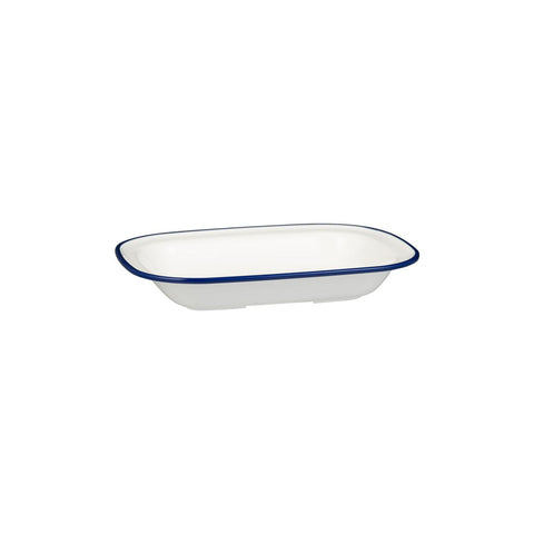 91687-BL Ryner Melamine Evoke White with Blue Rim Rectangular Dish 270x200x42mm / 900ml