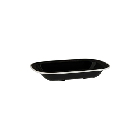 91687-WB Ryner Melamine Evoke Black with White Rim Rectangular Dish 270x200x42mm / 900ml