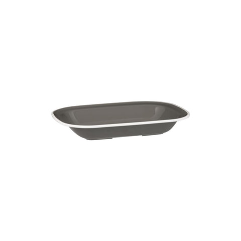 91687-WG Ryner Melamine Evoke Grey with White Rim Rectangular Dish 270x200x42mm / 900ml