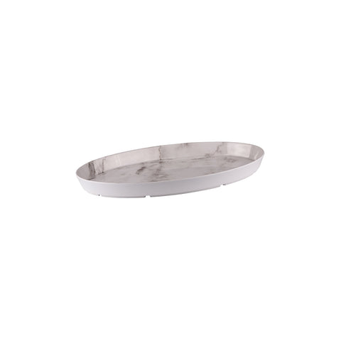 91706-C Ryner Melamine Display Serve White Marble Oval Display Dish 425x265x40mm