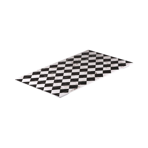 91762 Ryner Melamine Display Serve Checkerboard Marble Rectangular Platter 530x325mm