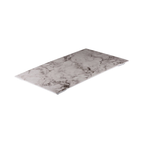 91772 Ryner Melamine Display Serve White Marble Rectangular Platter 530x325mm