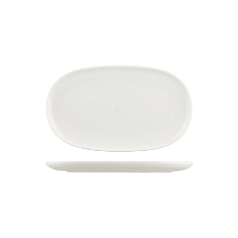 926542 Moda Porcelain Snow Oval Coupe Plate 305x180mm CH May Catering Supplies