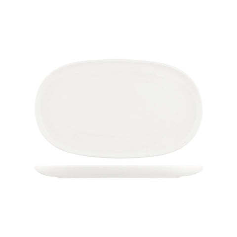 926546 Moda Porcelain Snow Oval Coupe Plate 405x240mm CH May Catering Supplies