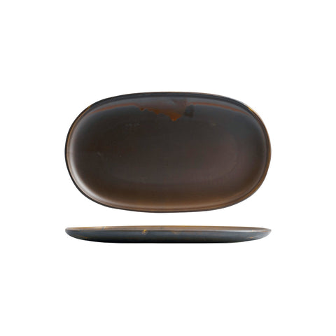 926642 Moda Porcelain Rust Oval Coupe Plate 305x180mm CH May Catering Supplies