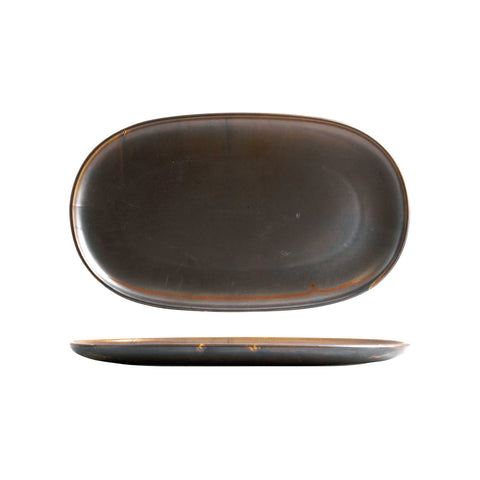 926646 Moda Porcelain Rust Oval Coupe Plate 405x240mm CH May Catering Supplies