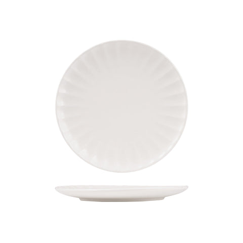 927262 Moda Porcelain Snow Scalloped Round Plate 260mm CH May Catering Supplies