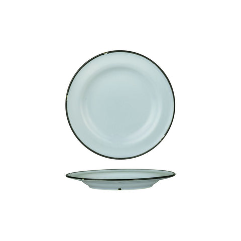 94108-PB Luzerne TinTin Blue Black Dinnerware Collection TinTin Blue Black Round Plate - Wide Rim 210mm
