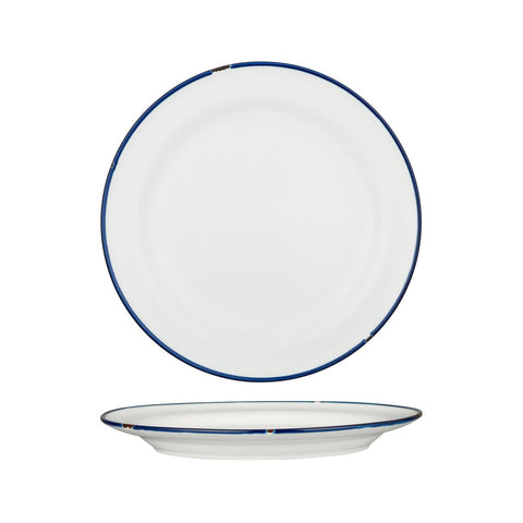 94111-WN Luzerne TinTin White Navy Dinnerware Collection TinTin White Navy Round Plate - Wide Rim 270mm