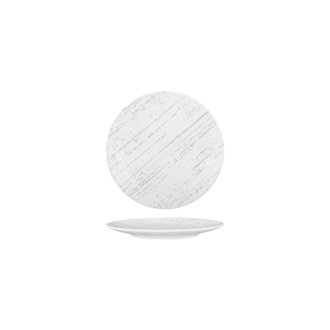 94206-W Luzerne Drizzle White With Grey Dinnerware Collection Drizzle White With Grey Round Flat Coupe Plate 160mm