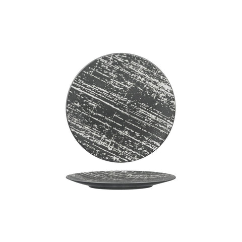 94208-GY Luzerne Drizzle Grey With White Dinnerware Collection Drizzle Grey With White Round Flat Coupe Plate 210mm
