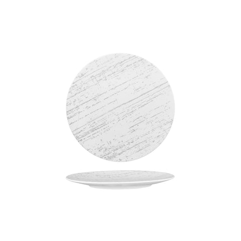 94208-W Luzerne Drizzle White With Grey Dinnerware Collection Drizzle White With Grey Round Flat Coupe Plate 210mm