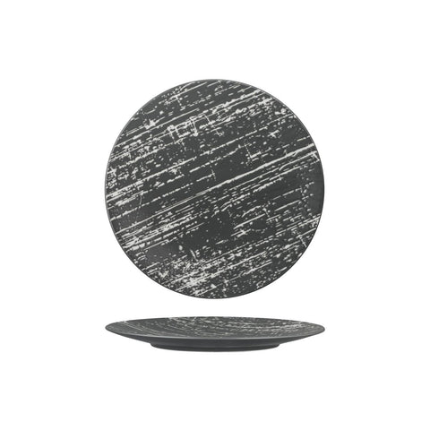 94209-GY Luzerne Drizzle Grey With White Dinnerware Collection Drizzle Grey With White Round Flat Coupe Plate 225mm