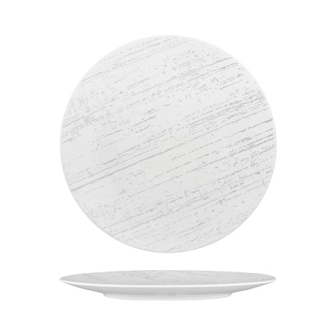94211-W Luzerne Drizzle White With Grey Dinnerware Collection Drizzle White With Grey Round Flat Coupe Plate 280mm