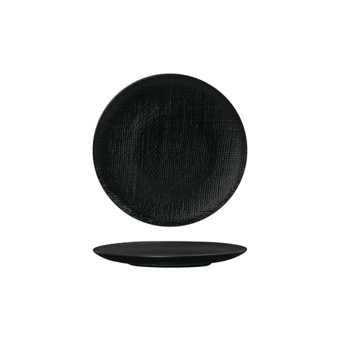 94507-BK Luzerne Linen Black Dinnerware Collection Linen Black Round Flat Coupe Plate 180mm