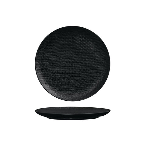 94508-BK Luzerne Linen Black Dinnerware Collection Linen Black Round Flat Coupe Plate 210mm