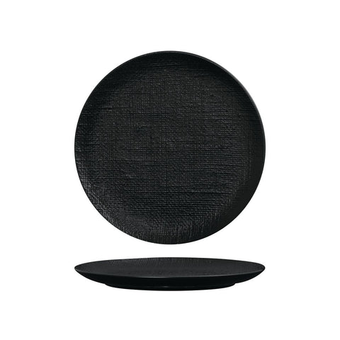 94510-BK Luzerne Linen Black Dinnerware Collection Linen Black Round Flat Coupe Plate 260mm