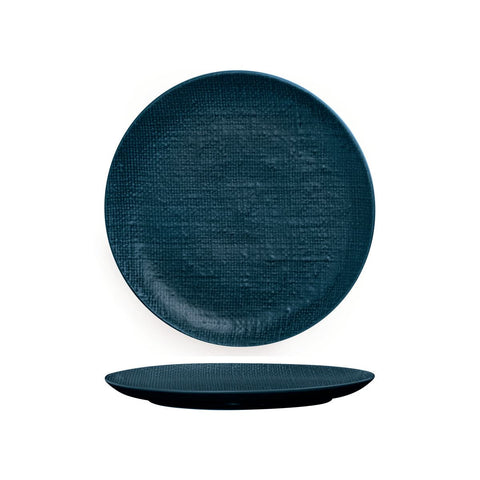 94510-BL Luzerne Linen Navy Blue Dinnerware Collection Linen Navy Blue Round Flat Coupe Plate 260mm