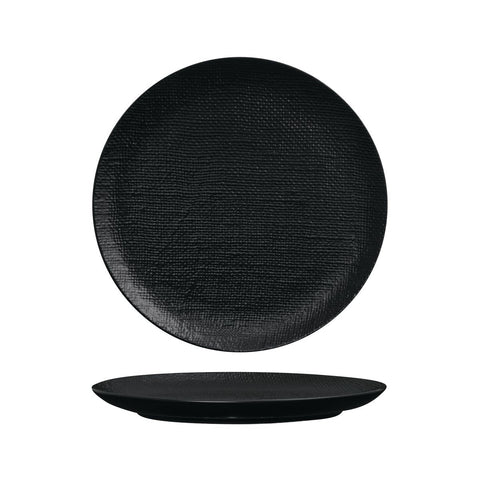 94511-BK Luzerne Linen Black Dinnerware Collection Linen Black Round Flat Coupe Plate 285mm