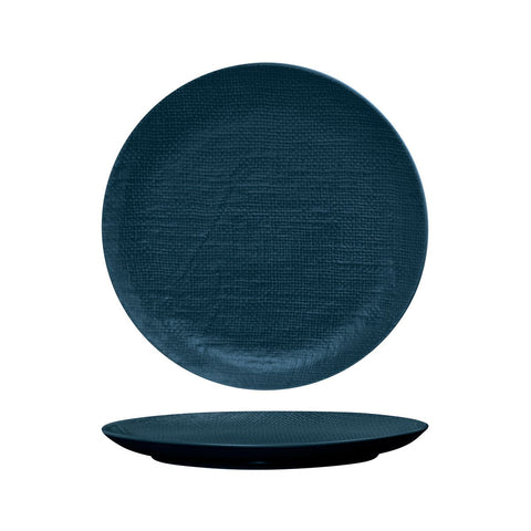 94511-BL Luzerne Linen Navy Blue Dinnerware Collection Linen Navy Blue Round Flat Coupe Plate 285mm