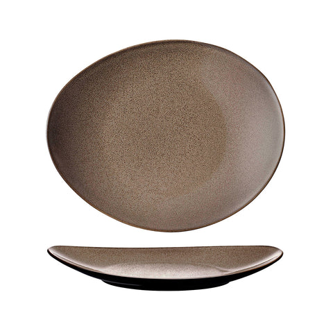 948533 Luzerne Rustic Chestnut Dinnerware Collection Rustic Chestnut Oval Coupe Plate 290x245mm