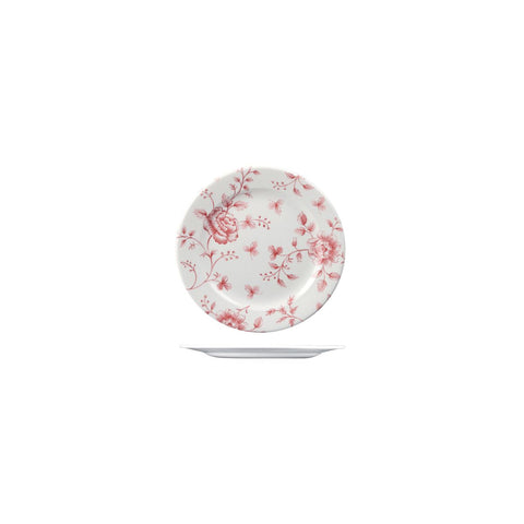 9971317 Churchill Vintage Prints Dinnerware Collection Cranberry Rose Chintz Round Plate - Wide Rim 170mm
