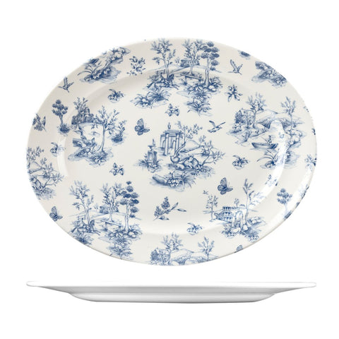 9972136 Churchill Vintage Prints Dinnerware Collection Prague Toile Oval Plate - Wide Rim 365x290mm