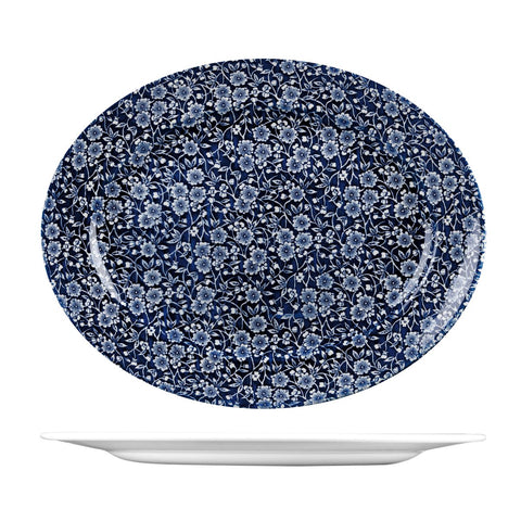 9972436 Churchill Vintage Prints Dinnerware Collection Willow Victorian Calico Oval Plate - Wide Rim 365x290mm