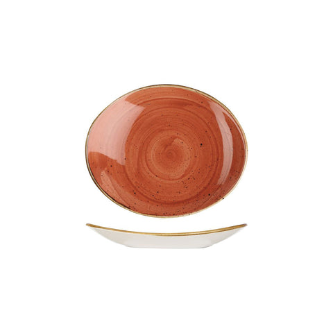 9975220-O Churchill Stonecast Spiced Orange Dinnerware Collection Oval Coupe Plate 192x163mm