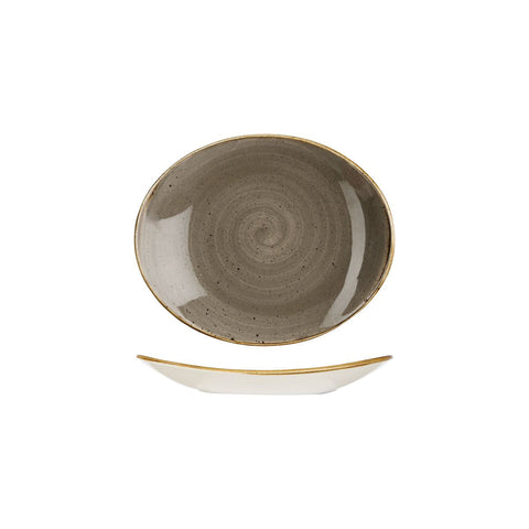 9975220-P Churchill Stonecast Peppercorn Grey Dinnerware Collection Oval Coupe Plate 192x163mm