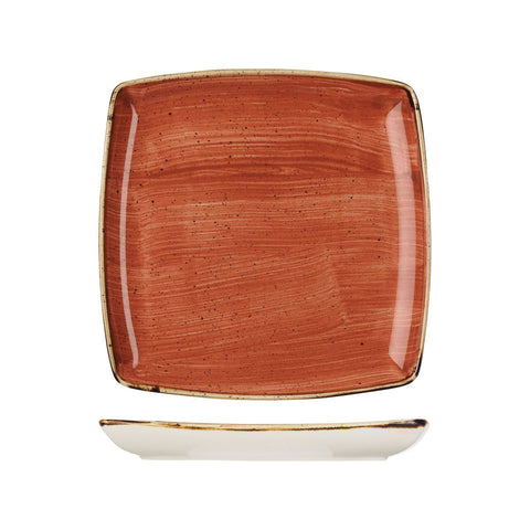 9975510-O Churchill Stonecast Spiced Orange Dinnerware Collection Deep Square Plate 268x268mm