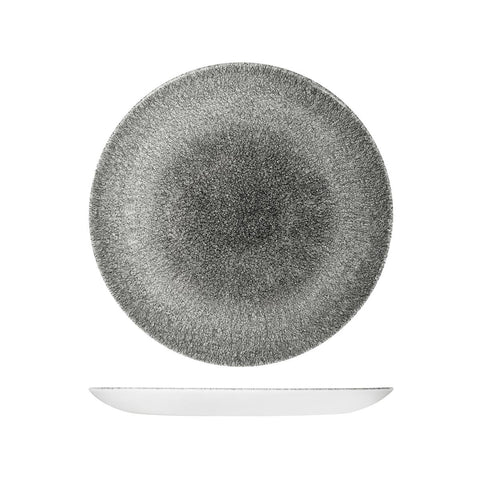 9976126-QB Churchill Studio Prints Raku Quartz Black Dinnerware Collection Raku Quartz Black Round Coupe Plate 260mm