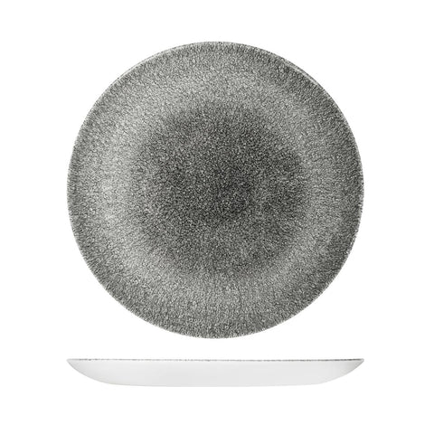 9976129-QB Churchill Studio Prints Raku Quartz Black Dinnerware Collection Raku Quartz Black Round Coupe Plate 288mm