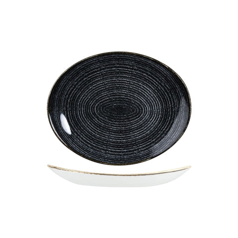 9976227-C Churchill Studio Prints Homespun Charcoal Grey Dinnerware Collection Homespun Charcoal Grey Oval Coupe Plate 270x229mm