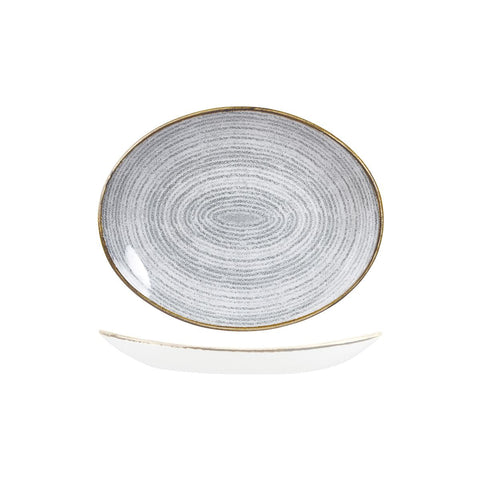 9976227-G Churchill Studio Prints Homespun Stone Grey Dinnerware Collection Homespun Stone Grey Oval Coupe Plate 270x229mm