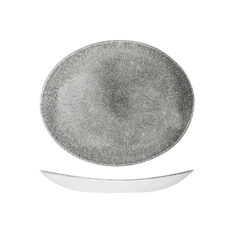 9976227-QB Churchill Studio Prints Raku Quartz Black Dinnerware Collection Raku Quartz Black Oval Coupe Plate 270x229mm