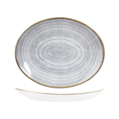 9976232-G Churchill Studio Prints Homespun Stone Grey Dinnerware Collection Homespun Stone Grey Oval Coupe Plate 317x255mm