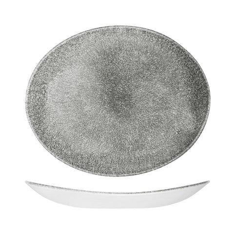 9976232-QB Churchill Studio Prints Raku Quartz Black Dinnerware Collection Raku Quartz Black Oval Coupe Plate 317x255mm