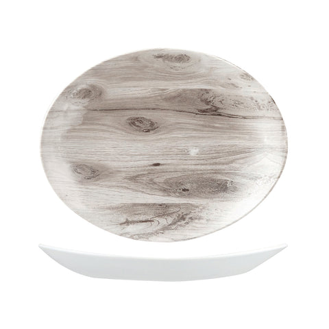 9977420 Churchill Textured Prints Dinnerware Collection Sepia Wood Oval Coupe Plate 197x160mm