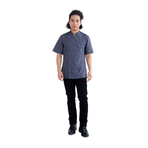Alex Press Stud Jacket Grey - 2XL Chef Jacket Alex Press Stud Grey Alex Press Stud Jacket Grey - 2 X-Large