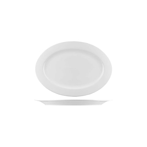 B4802 Australian Fine China Bistro & Cafe Dinnerware Collection Bistro & Cafe Oval Plate - Wide Rim 150x210mm